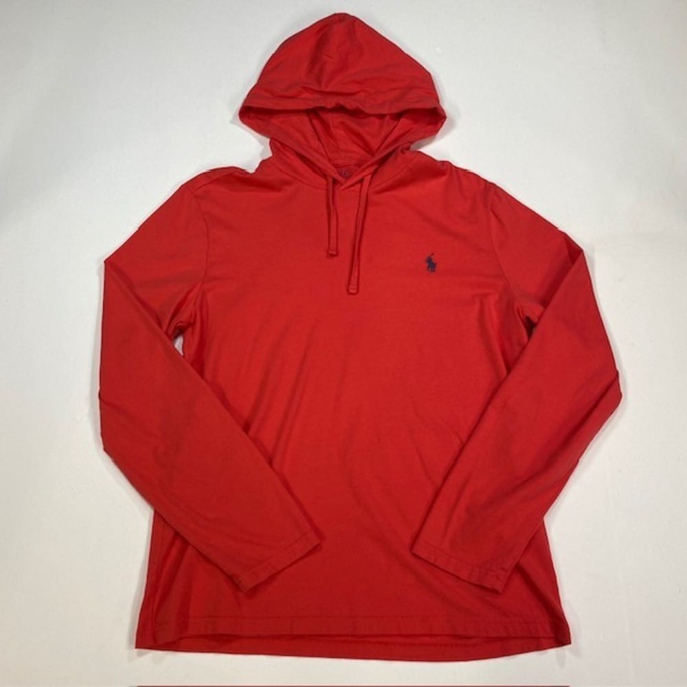 Ralph Lauren Polo Lightweight Hoodie Red Long Sleeve‎ Pony Logo Mens Size M
